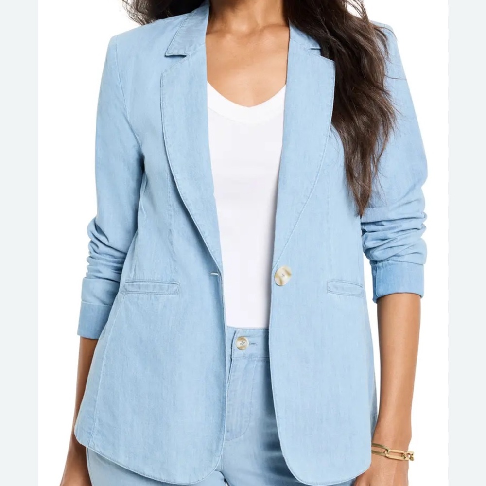 NIC+ZOE Light Blue Single-Button Blazer